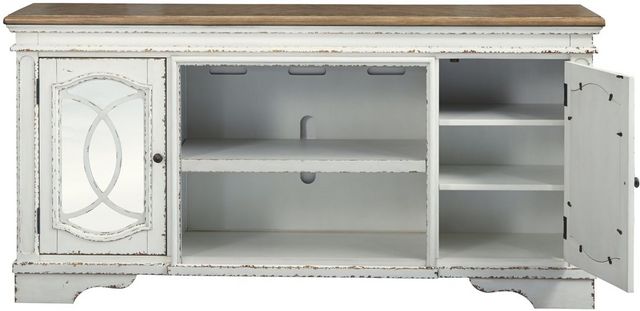 Signature Design by Ashley® Realyn Chipped White 74" TV Stand with Fireplace Option-1