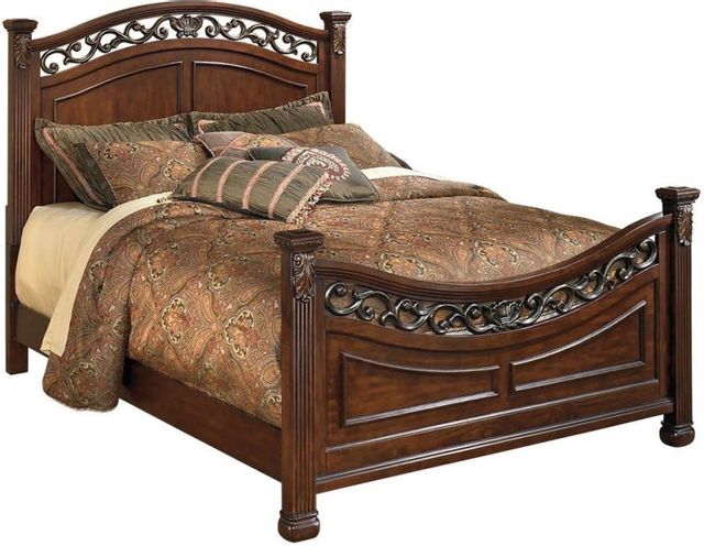 Signature Design by Ashley® Leahlyn 4-Piece Warm Brown California King Panel Bed Set 1