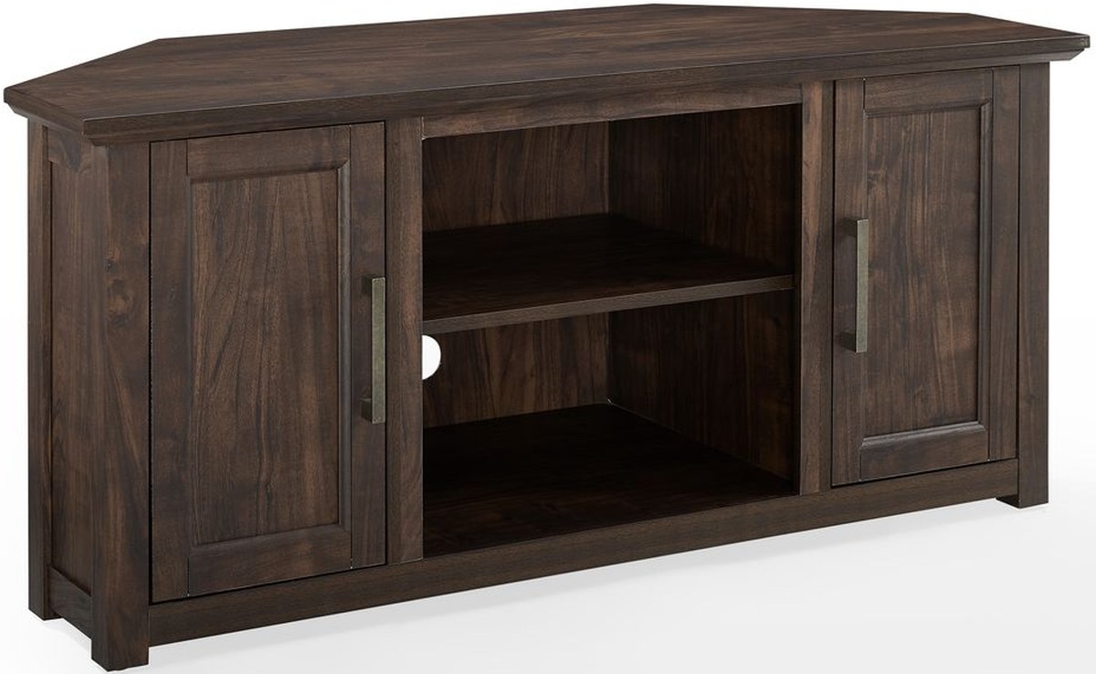 Dark brown deals corner tv stand