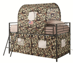 Coaster® Camouflage Army Green Twin Tent Loft Bed With Ladder 