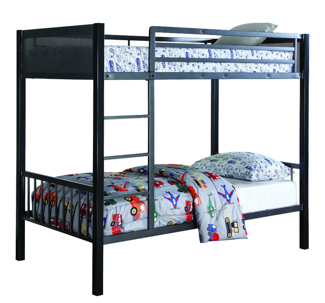 Coaster® Meyers Black And Gunmetal Twin Over Twin Metal Bunk Bed