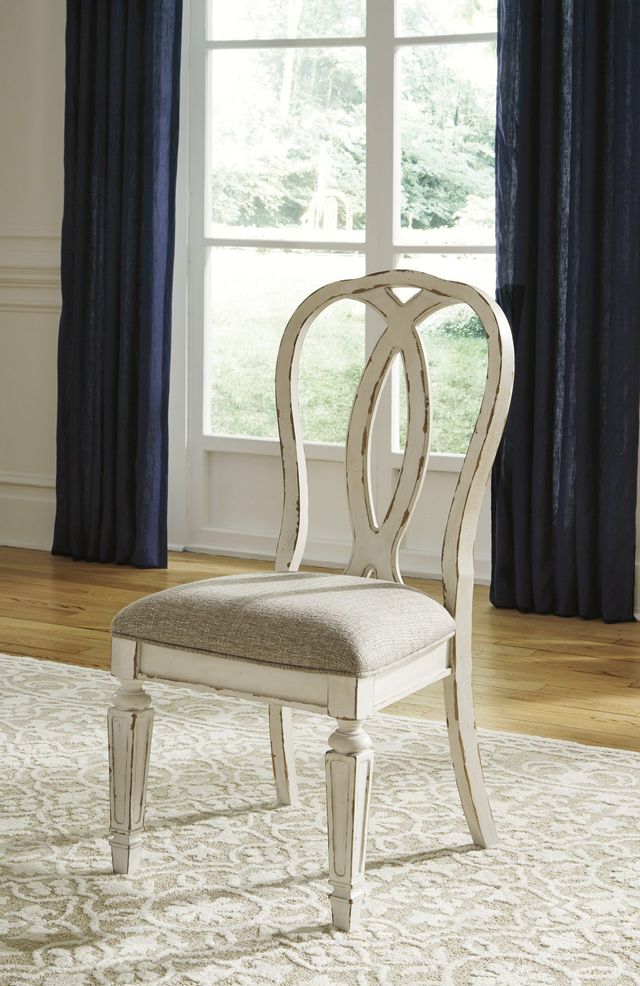 Signature Design by Ashley® Realyn Chipped White Dining Upholstered Side Chair 5