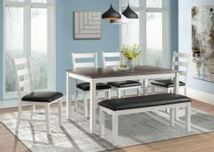 Elements Martin Dining Table, Four Chairs and Bench