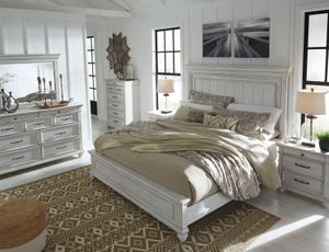 Benchcraft® Kanwyn 4-Piece Whitewash Queen Bedroom Set