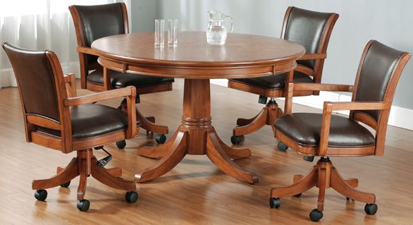 oak game table chairs