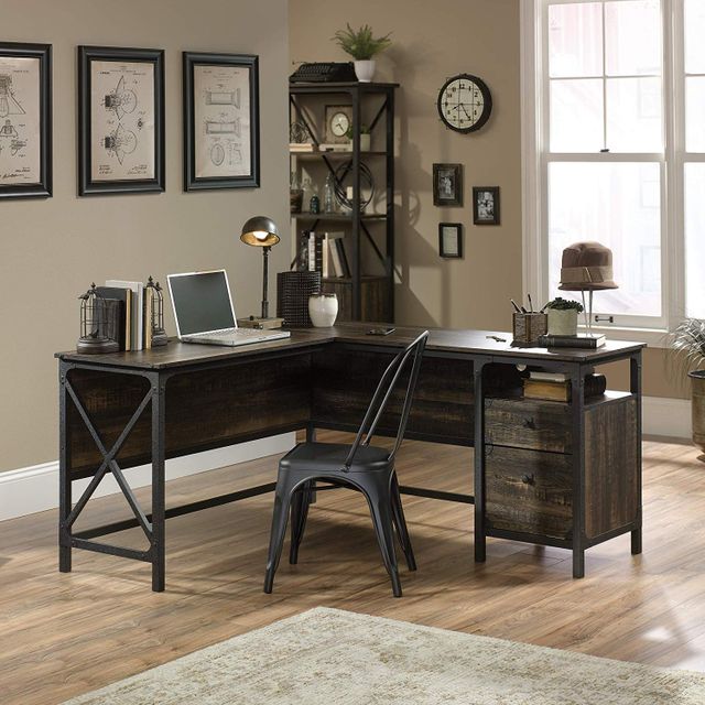 Sauder® Steel River® Carbon Oak L-Shaped Desk-1