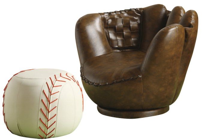 baseball glove chair and ball ottoman