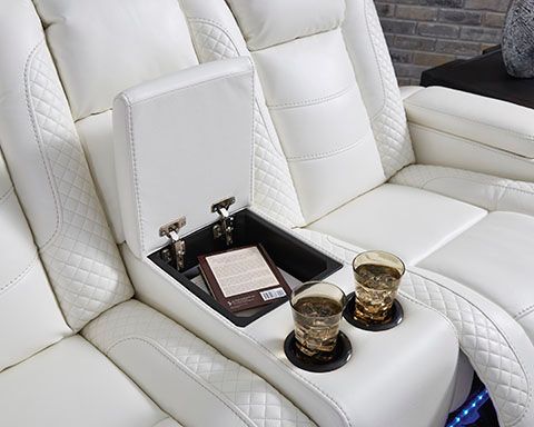 Signature Design by Ashley® Party Time White Power Reclining Loveseat 15