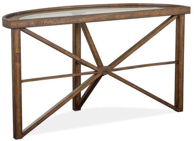 Magnussen Home® Kirkpatrick Weathered Walnut Demilune Sofa Table 2