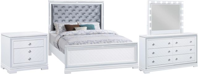Coaster® Eleanor 4-Piece White Eastern King Upholstered Bedroom Set ...