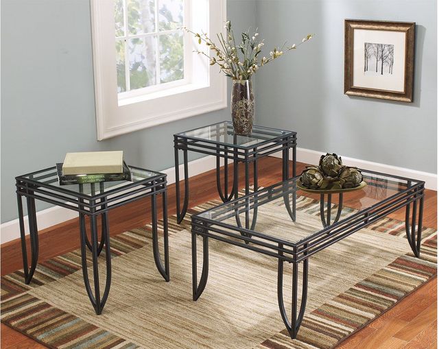 Exeter 3 Piece Black/Brown Occasional Table Set 2