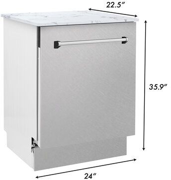 ZLINE Kitchen Package with Refrigeration, 30" Stainless Steel Dual Fuel Range, 30" Convertible Vent Range Hood and 24" Tall Tub Dishwasher-2