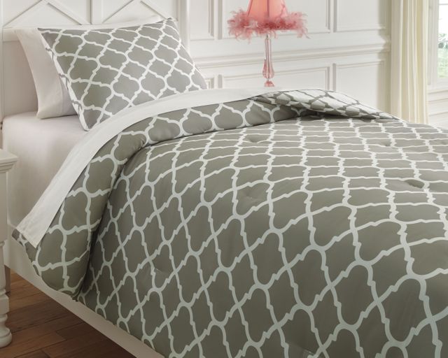 Signature Design by Ashley® Media Gray/White Twin Comforter Set 1