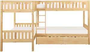 Homelegance® Bartly Natural Pine Twin Corner Youth Bunk Bed with Storage Boxes