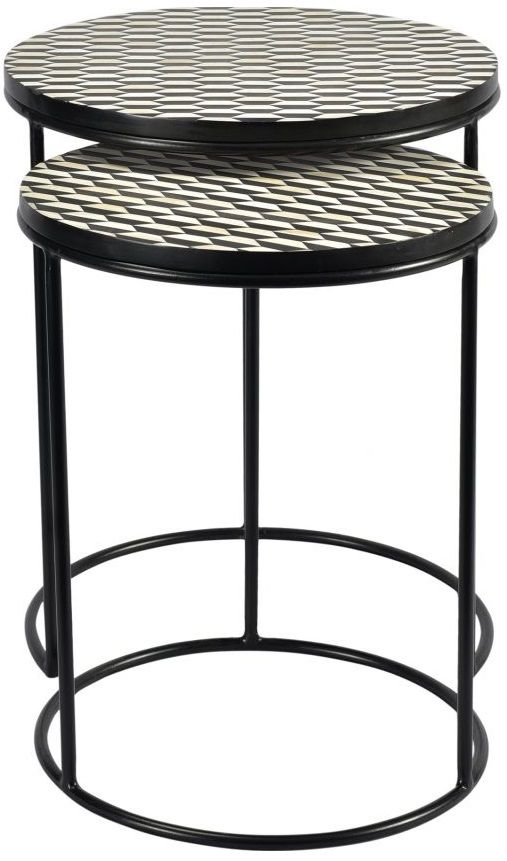 Moe's Home Collection Optic Black and White Set of 2 Nesting Tables 2
