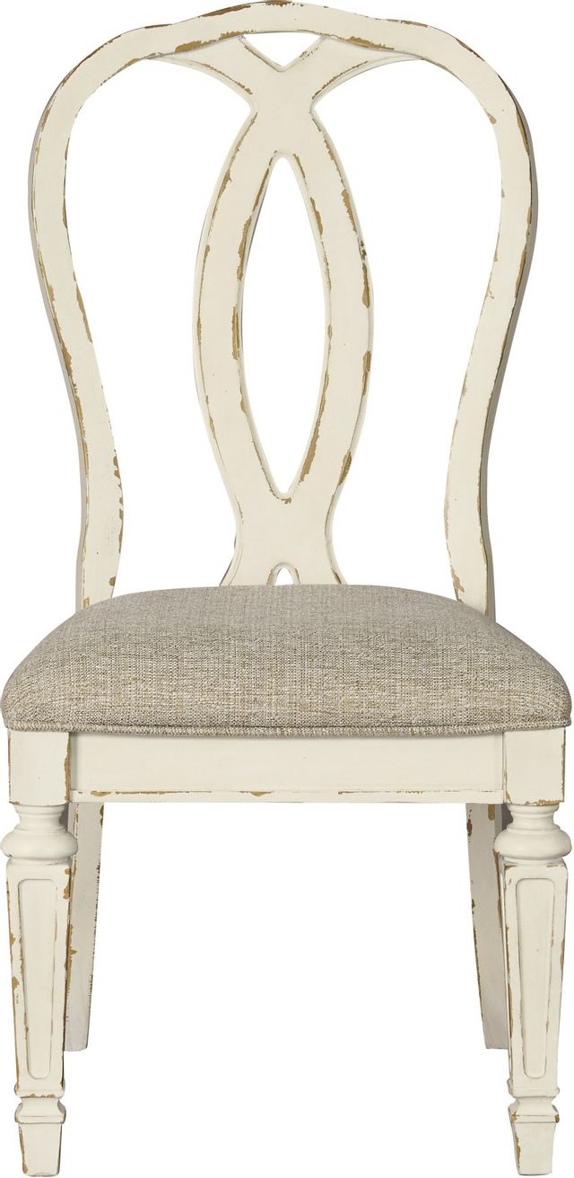 Signature Design by Ashley® Realyn Chipped White Dining Upholstered Side Chair 1