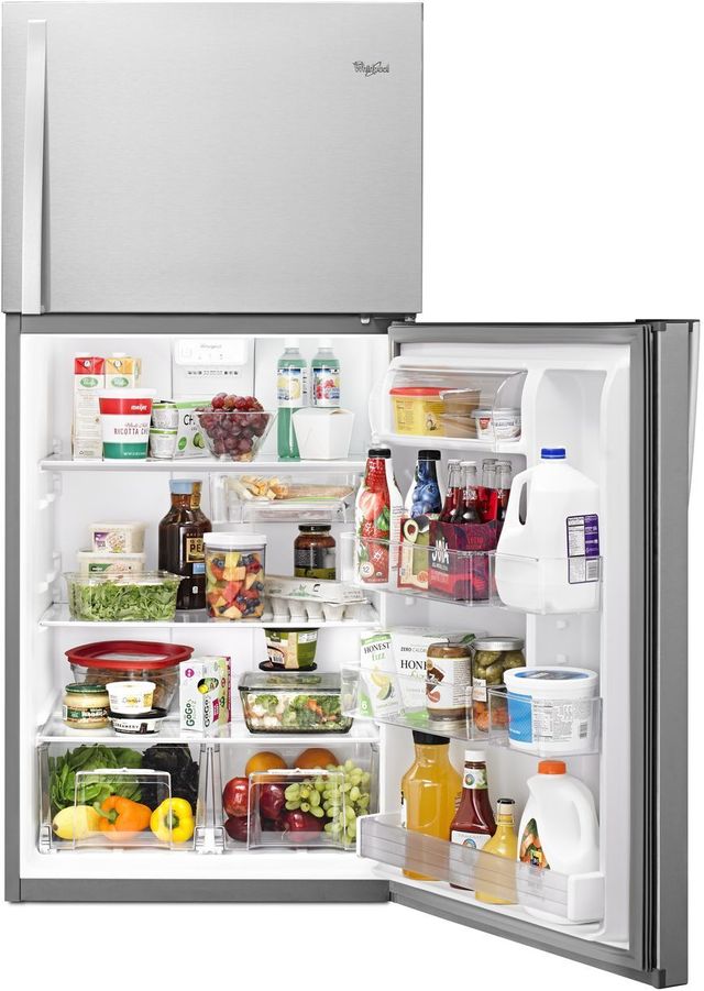 Whirlpool® 19.1 Cu. Ft. Monochromatic Stainless Steel Top Freezer Refrigerator 23