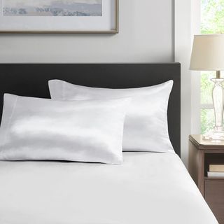 Olliix by Madison Park Essentials Satin 2 Piece White Standard Pillowcases
