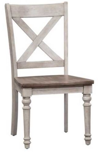 Liberty Cottage Lane Antique White X Back Wood Seat Side Chair