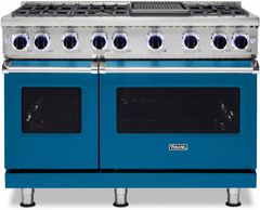 Viking® 7 Series 48" Alluvial Blue Pro Style Natural Gas Range with 12" Reversible Griddle