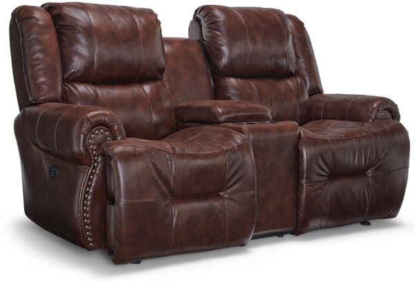 Best® Home Furnishings Genet Power Reclining Space Saver® Leather Loveseat with Console and Tilt Headrest 0