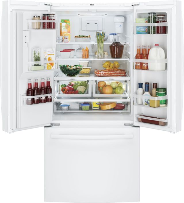GE® Series 23.6 Cu. Ft. White French Door Refrigerator 1