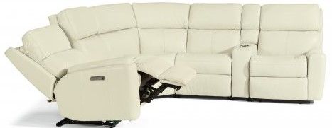 Flexsteel® Rio White Power Reclining Sectional with Power Headrests-1