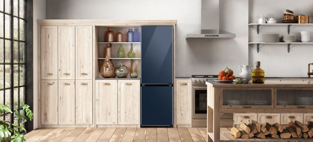 Samsung 12.0 Cu. Ft. Bespoke Grey Glass Bottom Freezer Refrigerator with Customizable Colors and Flexible Design 8