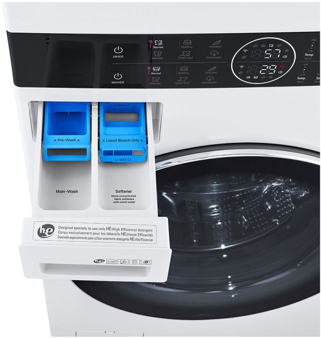 LG 4.5 Cu. Ft. Washer, 7.4 Cu. Ft. Gas Dryer White Front Load Stack Laundry 21
