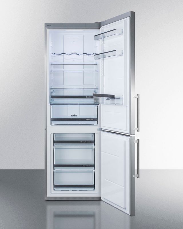 Summit® 10.8 Cu. Ft. Stainless Steel Built In Counter Depth Bottom Freezer Refrigerator 2