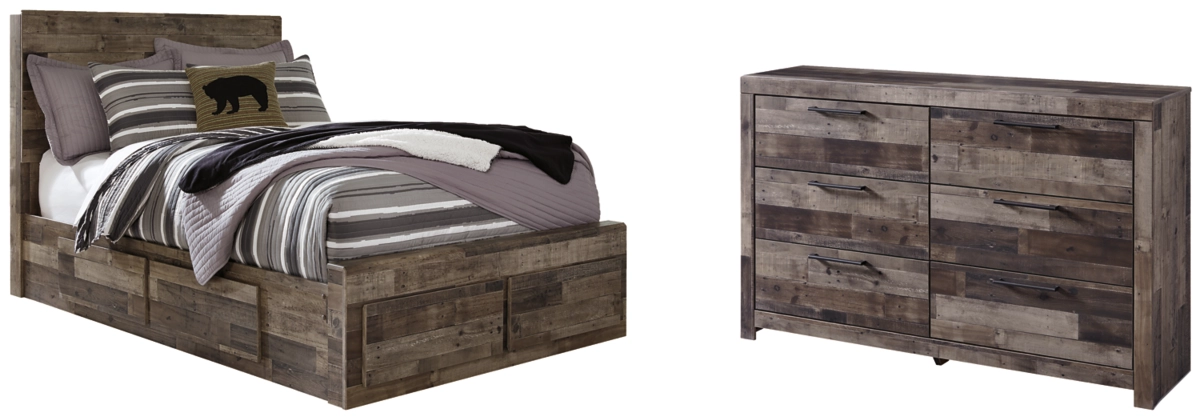 Benchcraft® Derekson 4-Piece Multi Gray Full Panel Storage Bed Set