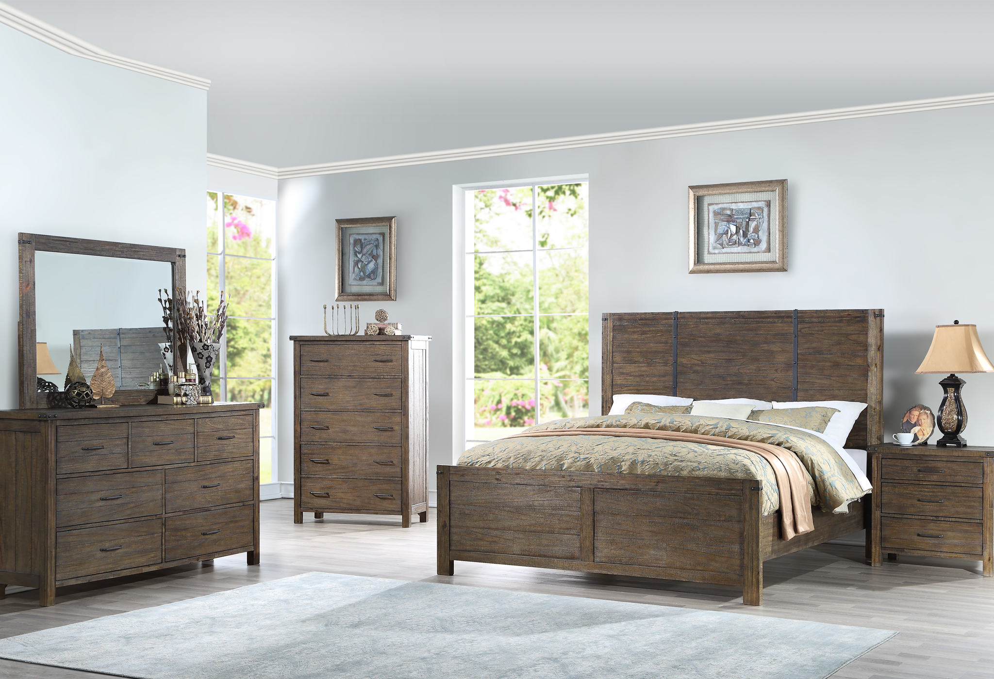 New Classic® Furniture Galleon 4 Piece Weathered Walnut Queen Bedroom Set