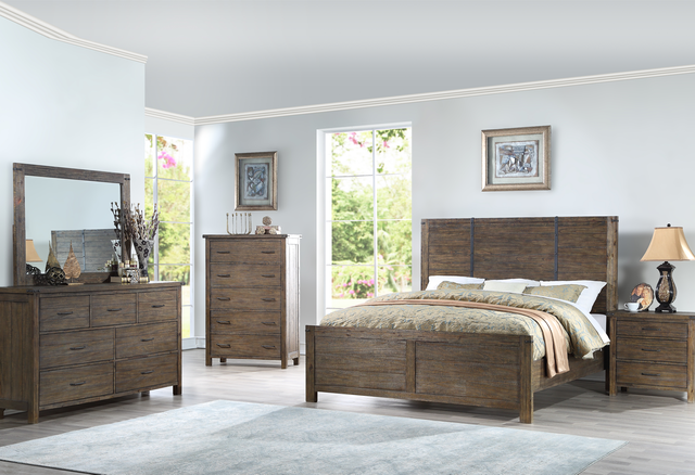 New Classic® Furniture Galleon 4 Piece Weathered Walnut Queen Bedroom Set-0