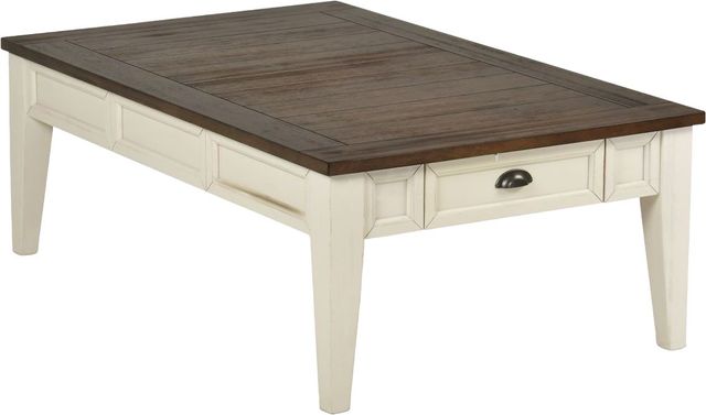 Steve Silver Co. Cayla Dark Oak Cocktail Table with Antiqued White Base-0