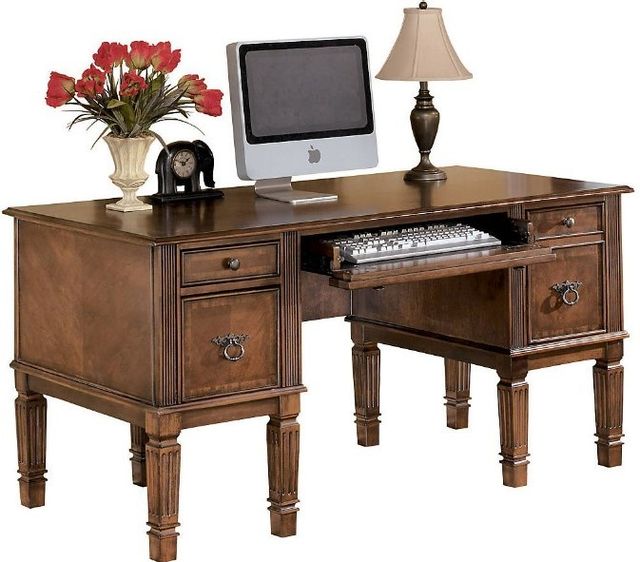 Signature Design by Ashley® Hamlyn 4-Piece Medium Brown Home Office Desk Set-2