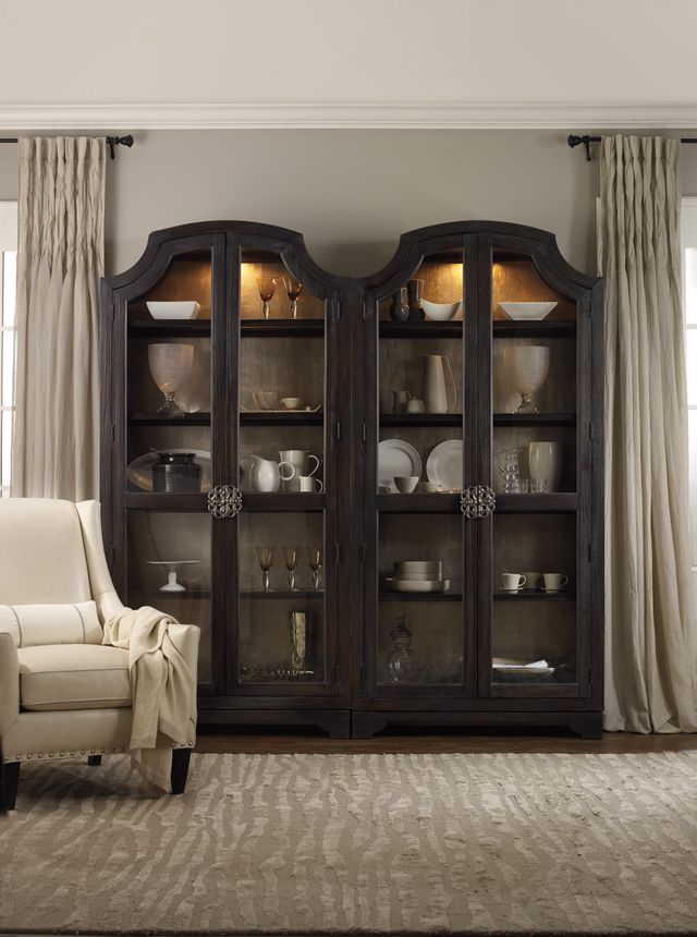 Hooker® Furniture Sanctuary Ebony Antiqued Oak Glass Bunching Curio 1
