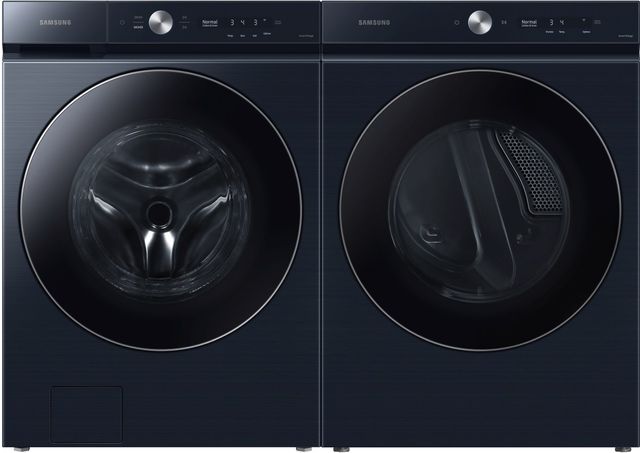 Samsung BESPOKE Brushed Navy Smart 5.3 cu.ft. Font Load Washer and Gas Dryer pair with AI Optiwash + Speed Dry-1