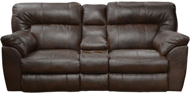 Catnapper® Nolan Godiva Extra Wide Reclining Console Loveseat with Storage & Cupholders 0
