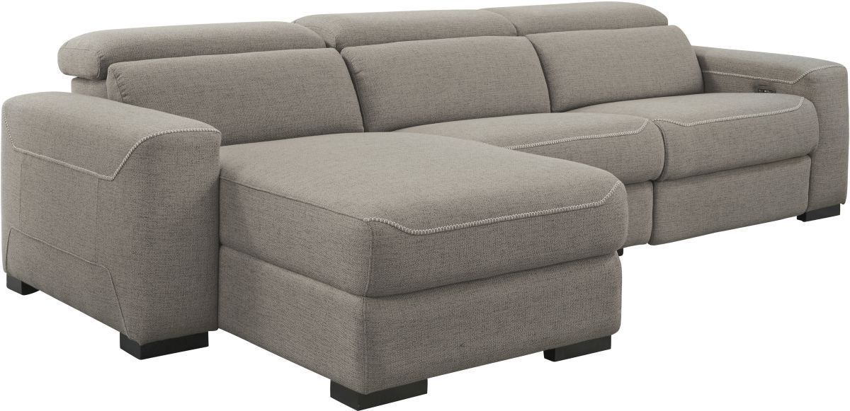 Signature Design by Ashley® Mabton 3-Piece Gray Power Reclining Sectional