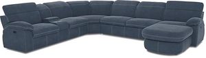 Crescent Place Navy RAF Chaise 6 Piece Power Reclining Sleeper Sectional