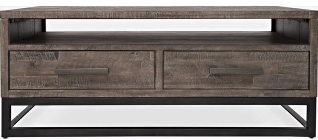 Jofran Inc. East Hampton Distressed Grey Cocktail Table with Black Base-1