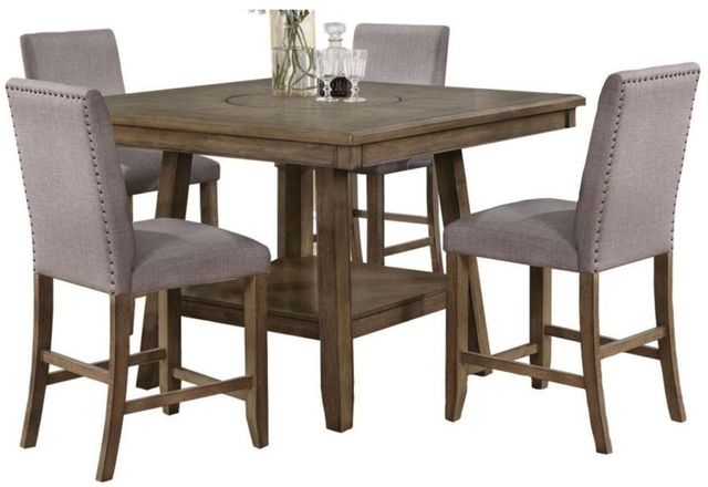 Crown Mark Manning 5 Piece Gray/ Brown Counter Height Dining Table Set-0