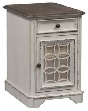 Liberty Furniture Magnolia Weathered Bark Chair Side Table with Antique White Base