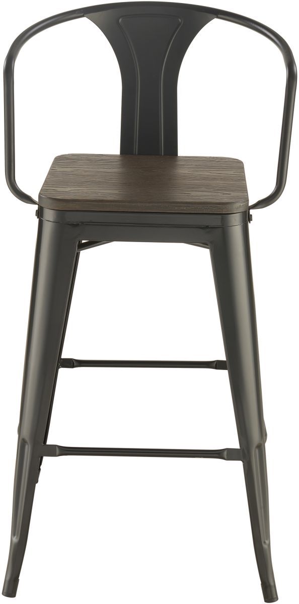 Coaster® Geneva Set of 2 Dark Elm And Matte Black Wooden Seat Bar Stools-1