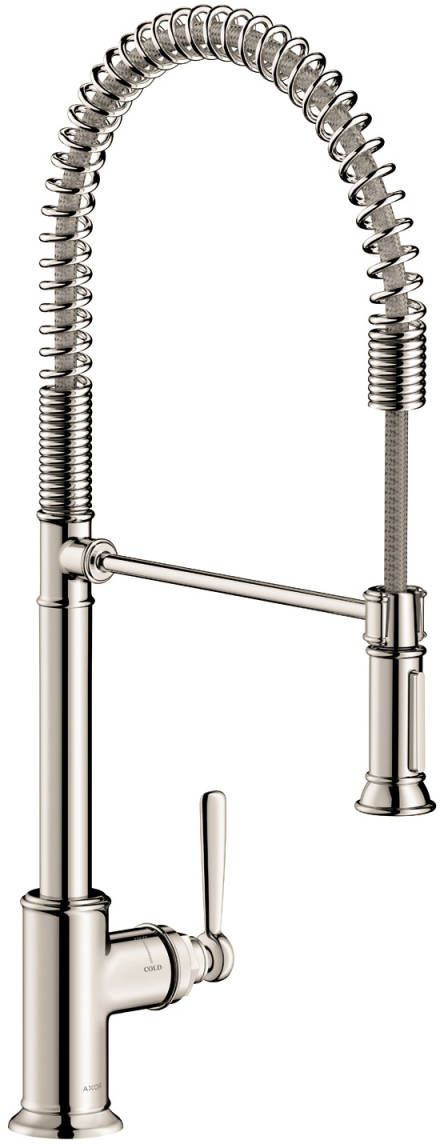 AXOR Montreux Polished Nickel Semi-Pro Kitchen Faucet 2-Spray, 1.75 GPM