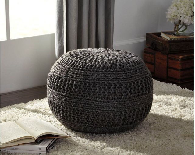 Signature Design by Ashley® Benedict Charcoal Pouf 2