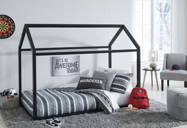 Signature Design by Ashley® Flannibrook Black Twin House Bed Frame-2