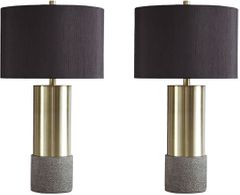 Signature Design by Ashley® Jacek 2-Piece Gray/Brass Table Lamps