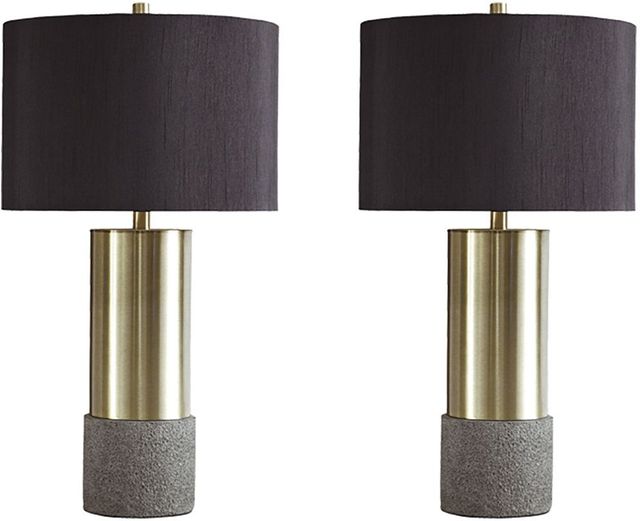 Signature Design by Ashley® Jacek Set of 2 Gray/Brass Table Lamps-0