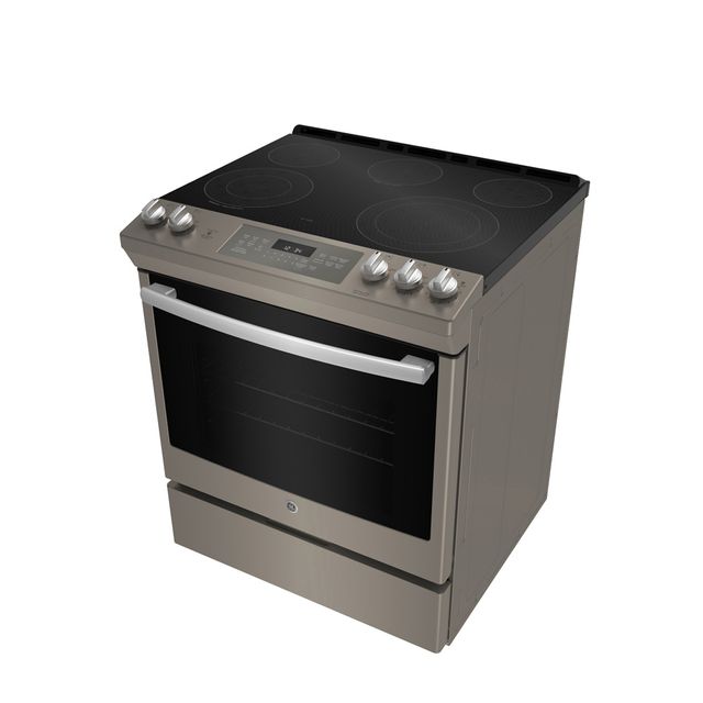 GE 30" Electric Slide-In Front Control True Convection Range with Storage Drawer Slate 3
